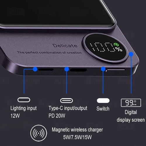 Magnetic Power Bank Wireless External Auxiliary Battery Pack